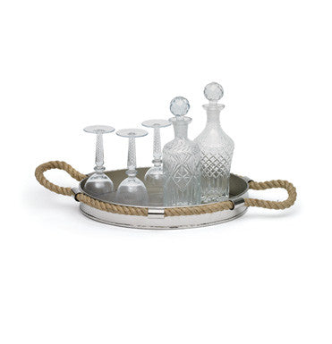 Polished Nickel Tray with Rope Handles
