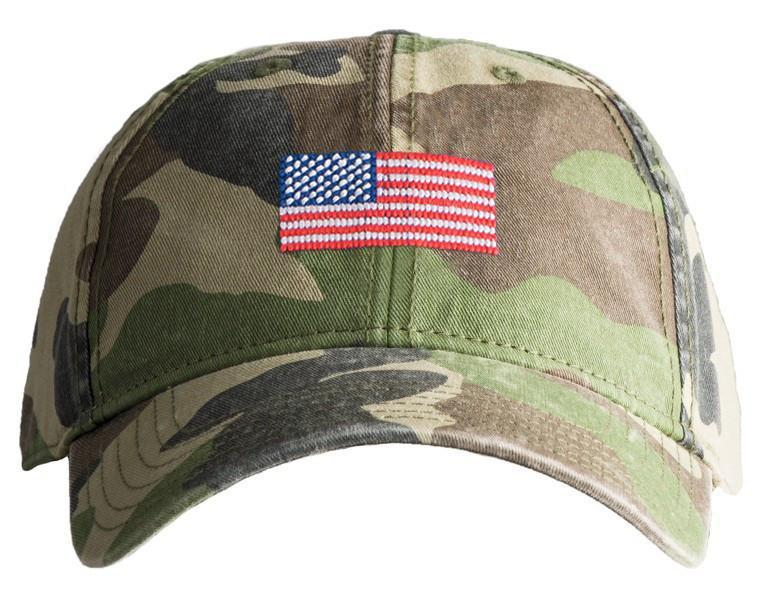 Harding Lane American Flag on Camo Baseball Hat