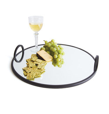Round Iron and Mirror Tray