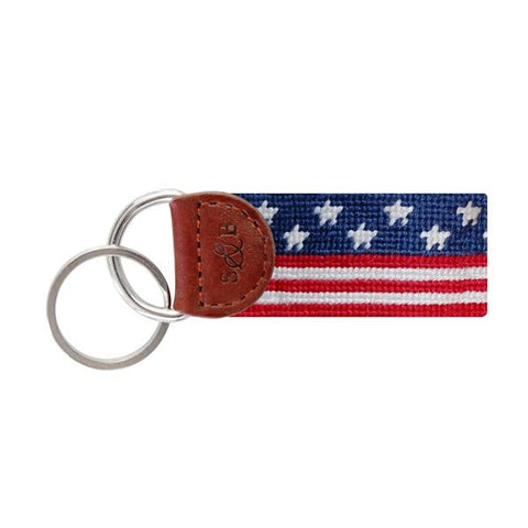 Smathers & Branson American Flag Needlepoint Key Fob (Oatmeal)
