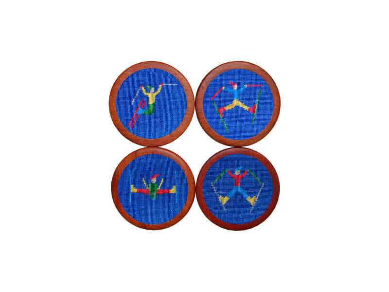 Smathers & Branson Ski Tricks Needlepoint Coasters