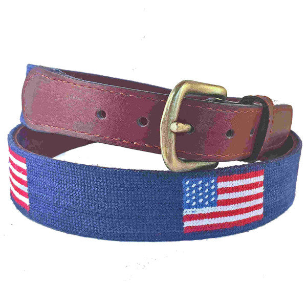 Smathers & Branson American Flag Needlepoint Belt