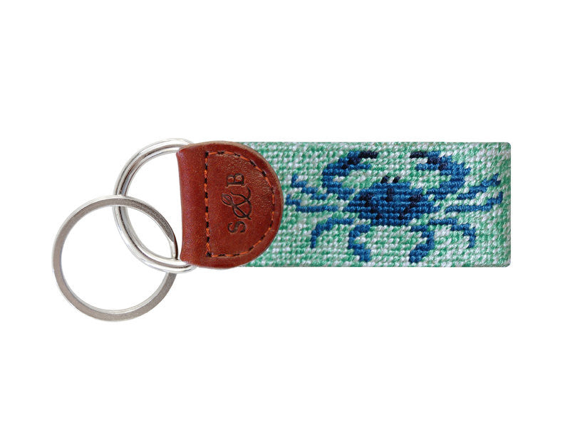 Smathers & Branson Blue Crab Needlepoint Key Fob