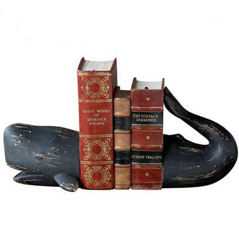 Whale Bookends in Silver Leaf Finish