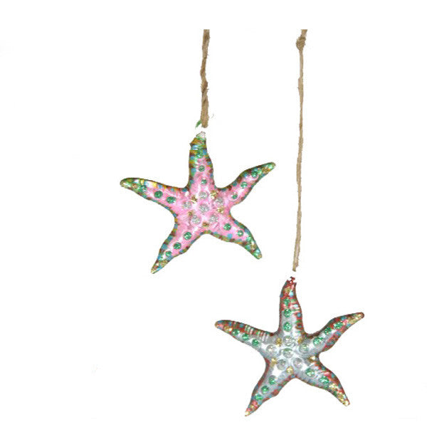 Glitter Starfish Ornaments Set of 2