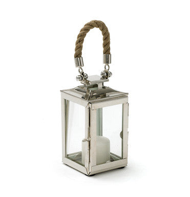 Glass Hurricane Lamp with Rope