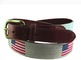 Smathers & Branson American Flag Needlepoint Belt Oatmeal