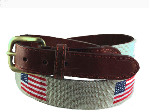Smathers & Branson Flags of Our Fathers American Flag Needlepoint Belt