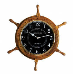 Ship Wheel Clock Wood